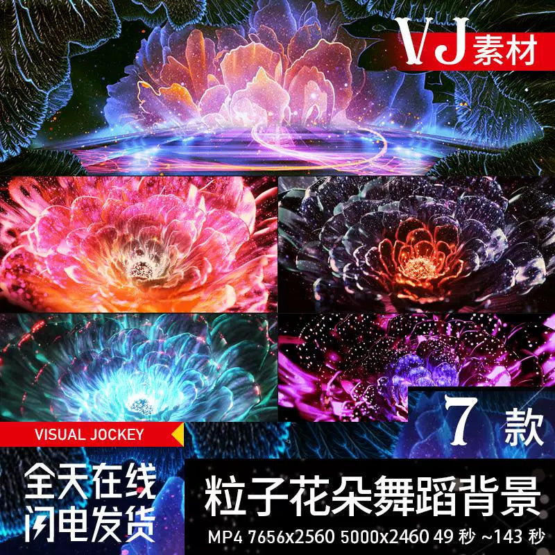 Visual Pack 🎬 | Widescreen Particle Light Effects & Peony Flowers | Dance Stage LED Screen Background VJ Loop 🌸