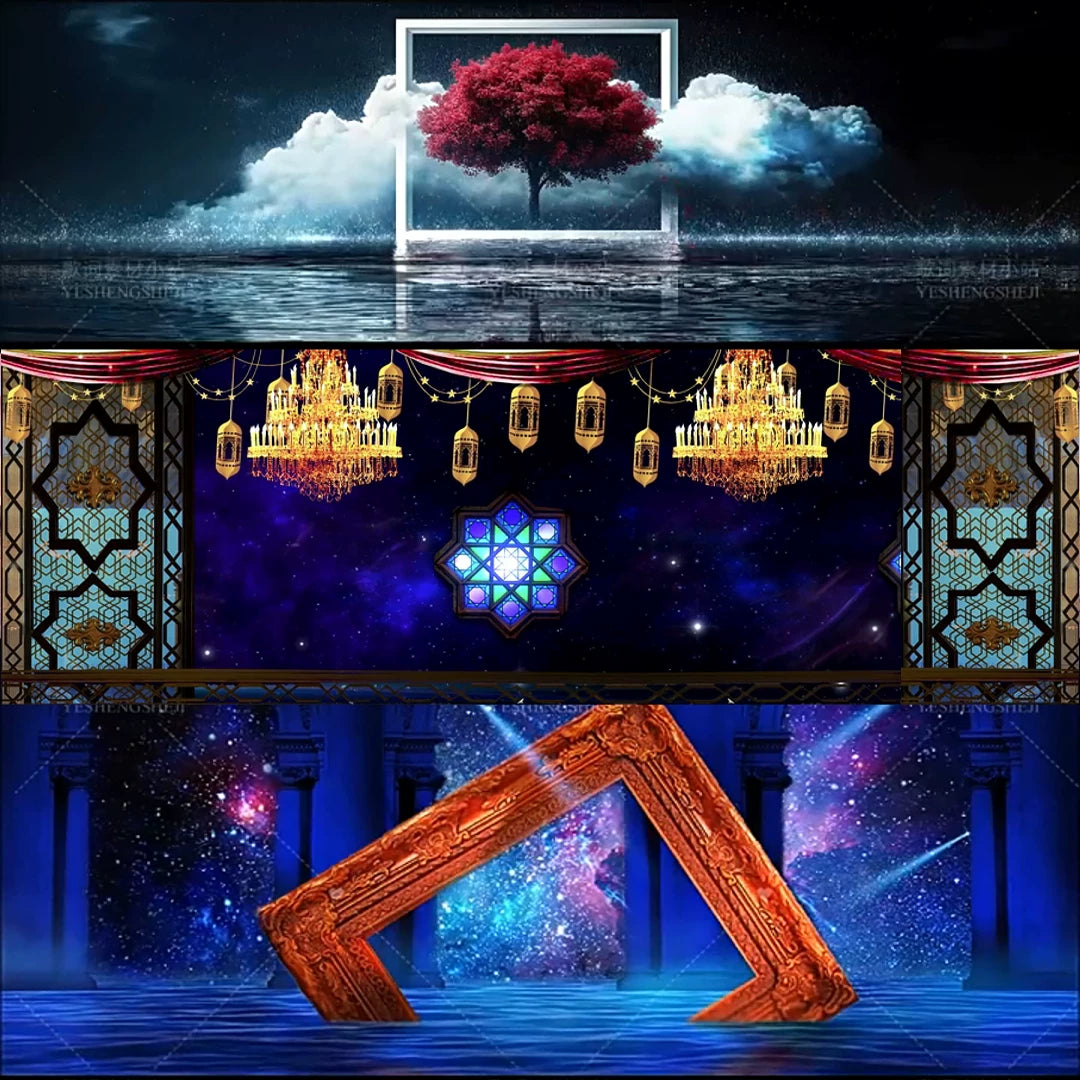 Premium Luxury Nature Frame Visuals: Aesthetic Trees & Reflective Water Surface. High-End Livehouse Background, Gala Event VJ Loop & Cinematic Stage Scene Assets. 🖼️🌳🌊✨💎