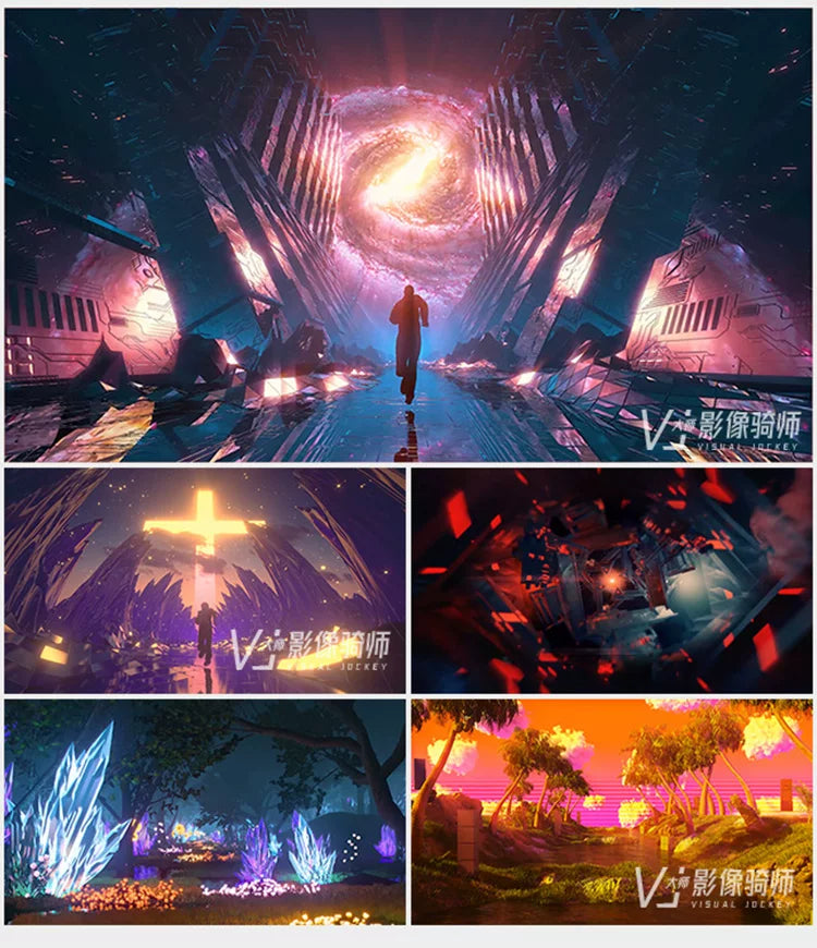 Visual Pack 🎬 | 3D Starry Sky Cool Stage Runway Fly-Through | Bar Live LED Big Screen VJ Background Video 4K ✨