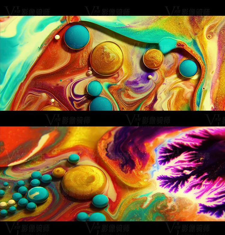Visual Pack 🎬 | Colorful Flowing Liquid Oil Drops Visual | LED Large Screen VJ Loop Background 4K ✨💧🔥