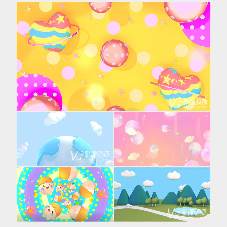 Visual Pack 🎬 | 3D Cartoon Kids Program | Kindergarten Dance Live Stage LED Screen Background 🌈🧸