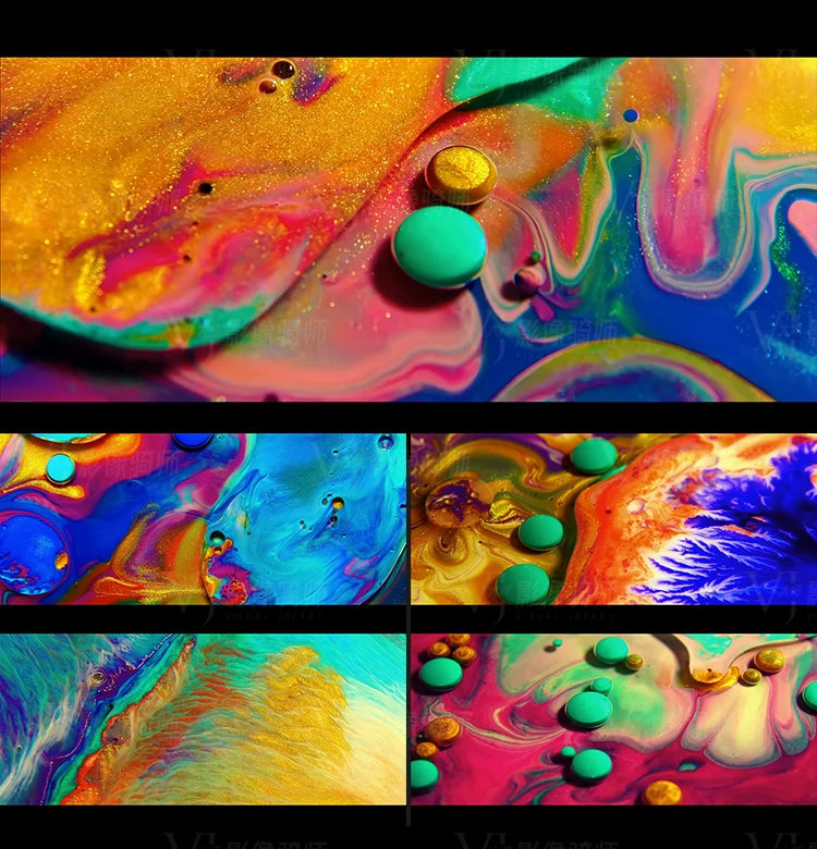 Visual Pack 🎬 | Colorful Flowing Liquid Oil Drops Visual | LED Large Screen VJ Loop Background 4K ✨💧🔥