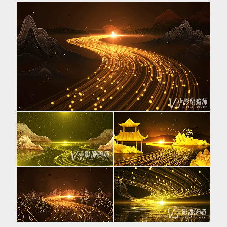 Visual Pack 🎬 | Golden Particles Mountains, Rivers & Wings | Bar Nightclub Stage LED Screen Background VJ Loop ✨