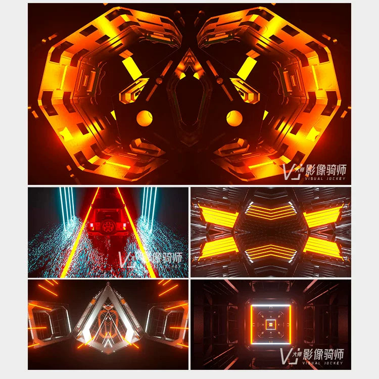 Visual Pack 🎬 | 3D Metallic Mechanical Rhythm Lines | Dynamic Nightclub Bar LED Screen VJ Background Video ⚡