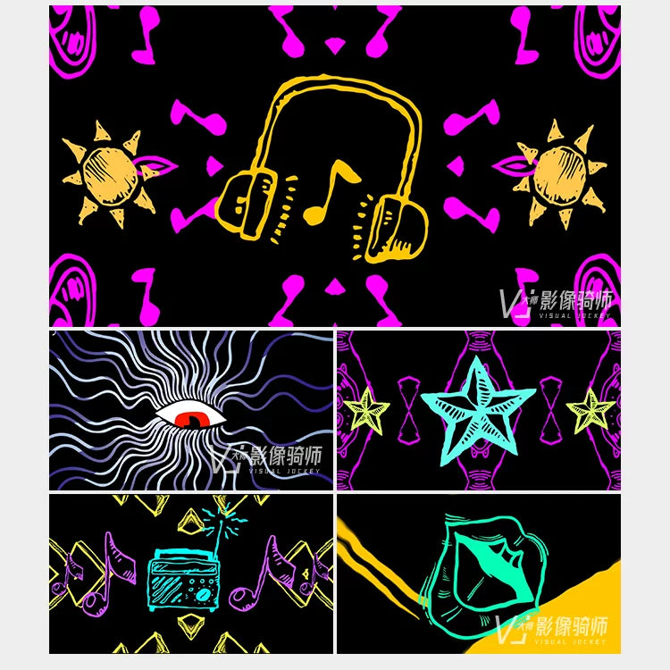 Visual Pack 🎬 | Hand-Drawn Cartoon Anime Hip Hop Rap | Stage & Bar Nightclub Live LED VJ Background 🎤🎨