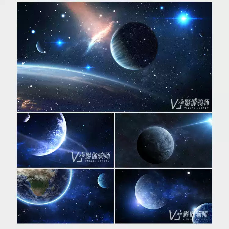 Visual Pack 🎬 | Starry Sky, Planets & Blue Space Visual | Bar LED Live Screen Background VJ Loop 4K ✨🌌🌍