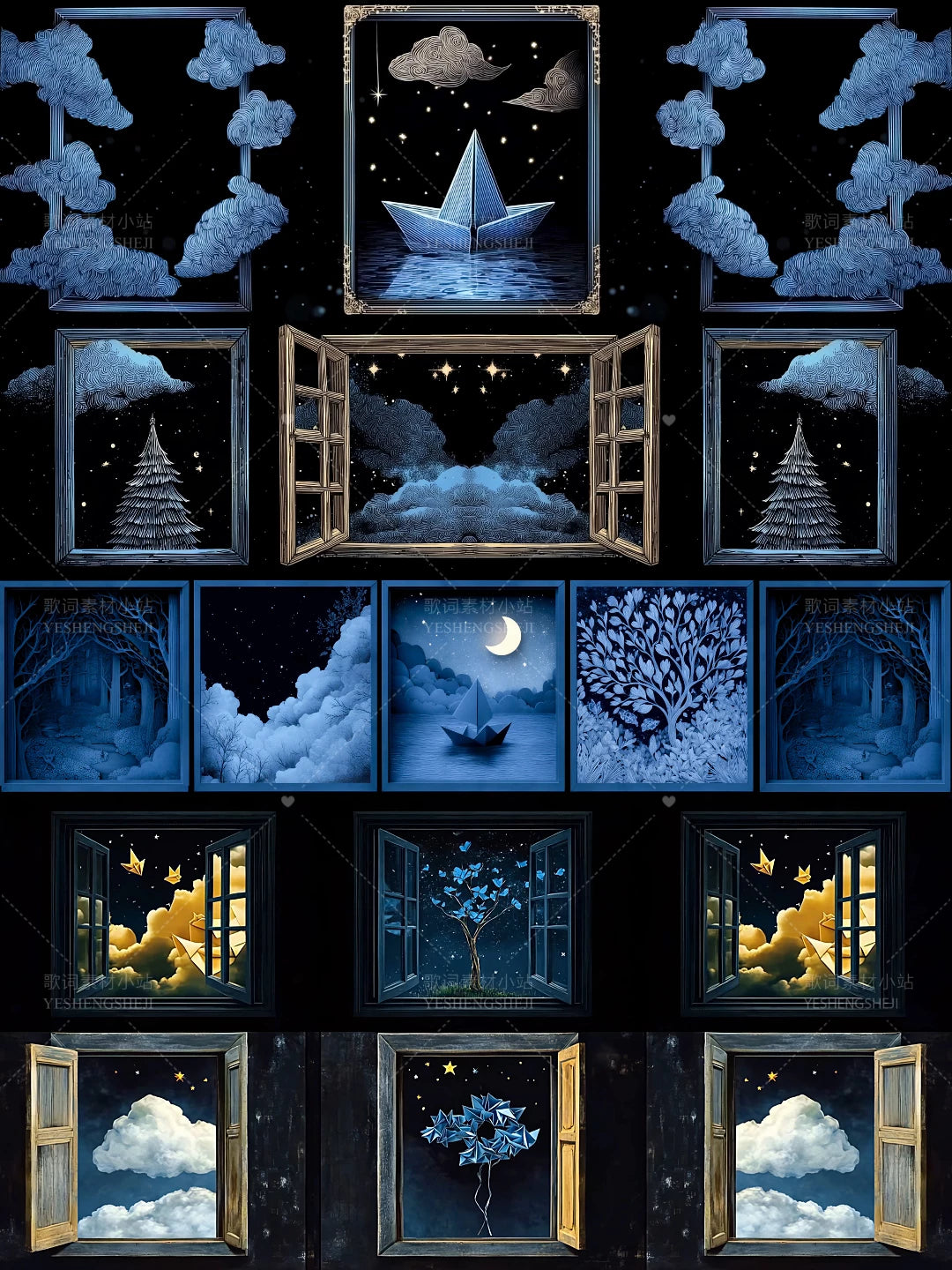 Widescreen Fantasy Night Scene VJ Visuals ⛵ Dreamy Sailing Ship & Drifting Bottle Window View | High-Quality LED Stage Background for Romantic Livehouse Events ✨🌊