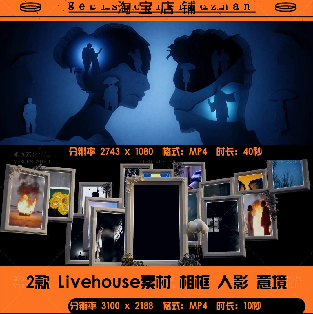 Premium Aesthetic Photo Frame VJ Visuals 🖼️ Dreamy Silhouette Couples & Romantic Memory Gallery | High-Quality LED Stage Background for Livehouse & Weddings ✨💕