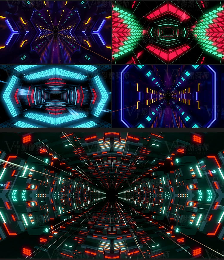 Visual Pack 🎬 | Sci-Fi Neon Tunnel Kaleidoscope | Stage Bar Nightclub Live LED Background VJ Video 4K ✨🚀