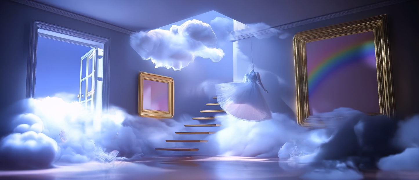 Premium Surreal Dreamscape: Aesthetic Frame, Floating Clouds & Stairway to Heaven. High-Quality VJ Loop for Livehouse & Immersive Dreamy Stage LED Displays. ✨☁️🖼️🪜