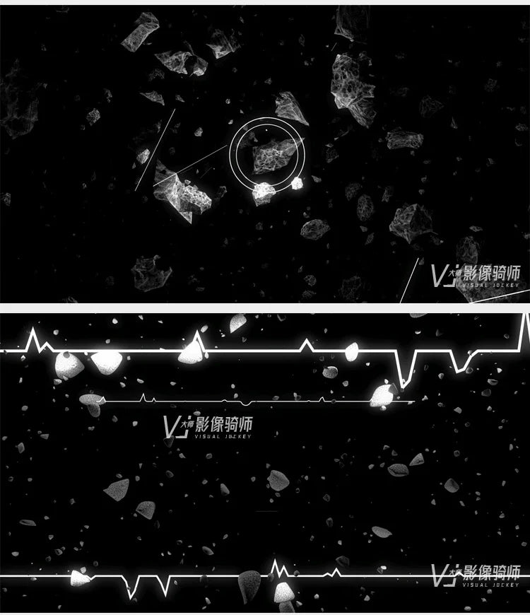 Visual Pack 🎬 | Black & White Space Asteroid Wave Animation | Stage Live LED Background VJ Loop for DJ Club [925]