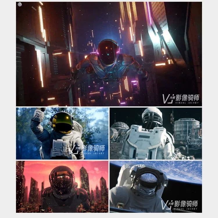 Visual Pack 🎬 | Alien Sci-Fi Astronaut 👩‍🚀 Interstellar Character | Space LED VJ Video Background for Bar & Nightclub