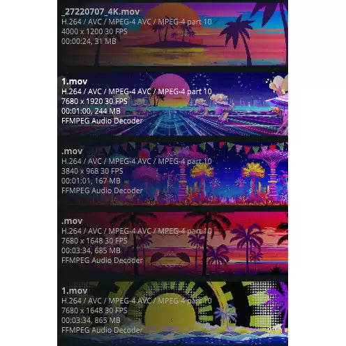 Widescreen Summer Retro VJ Visuals 🌴 Neon Coconut Trees & Cartoon Floral Background | 80s Synthwave Tropical Stage LED Video for Livehouse & Beach Parties 🌊✨