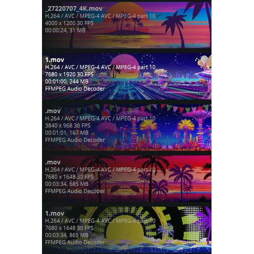 Widescreen Summer Retro VJ Visuals 🌴 Neon Coconut Trees & Cartoon Floral Background | 80s Synthwave Tropical Stage LED Video for Livehouse & Beach Parties 🌊✨