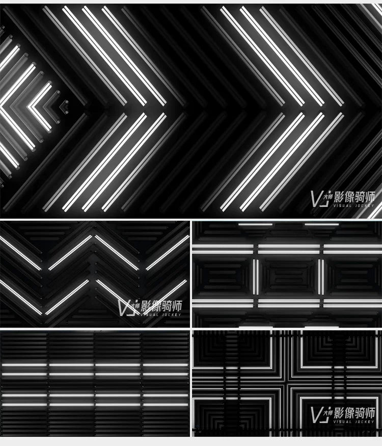 Visual Pack 🎬 | Black & White Industrial Neon Lights | Bar Private Room Live LED Screen Background VJ Loop ⚫