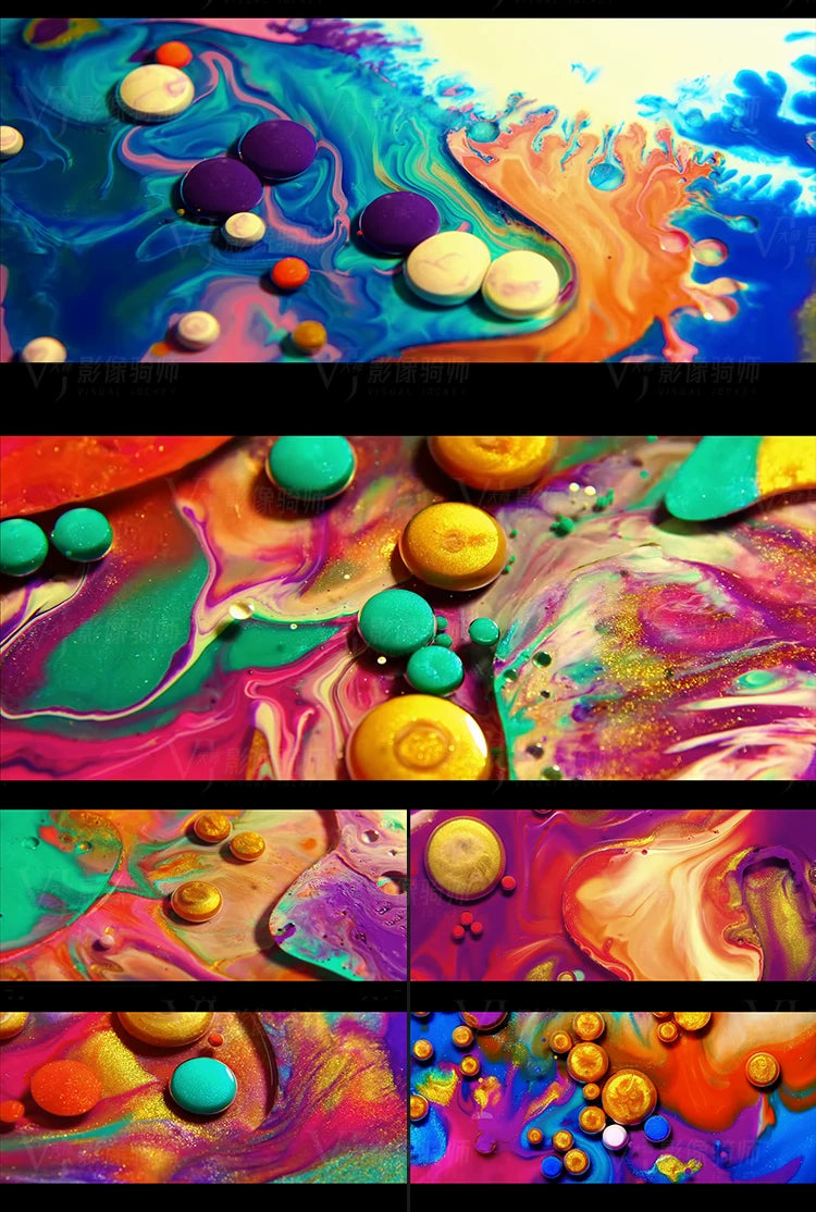 Visual Pack 🎬 | Colorful Flowing Liquid Oil Drops Visual | LED Large Screen VJ Loop Background 4K ✨💧🔥