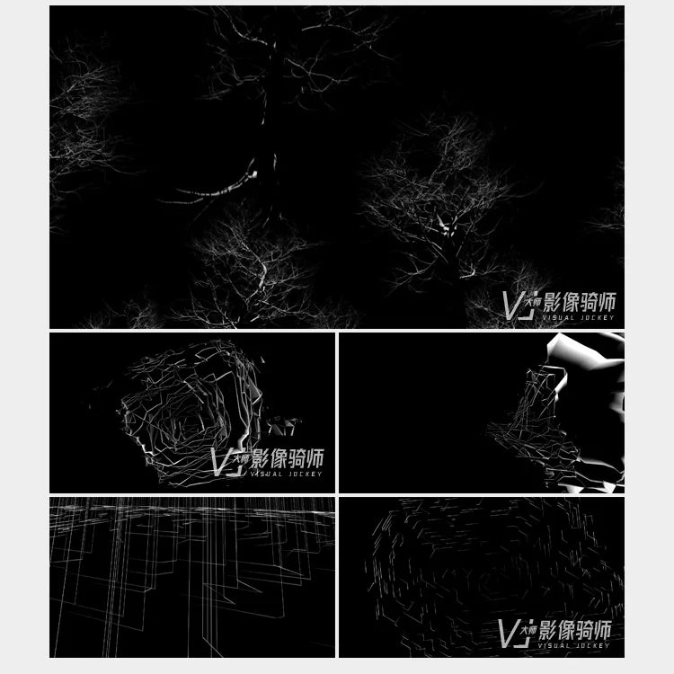 Visual Pack 🎬 | Black & White 3D Geometric Splicing Tree Visual | Glasses-Free LED Screen Live VJ Loop ✨⚫⚪