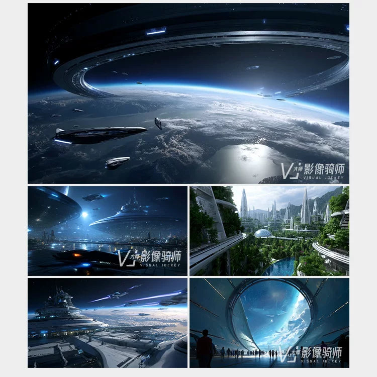 Visual Pack 🎬 | Space Station Spaceship Flying Futuristic Earth City 🌍 Sci-Fi Universe | LED Video VJ Loop for Club DJ Screen