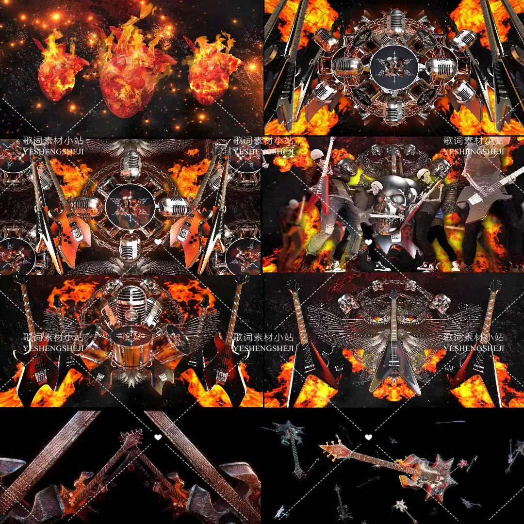 Premium Heavy Metal VJ Loop: Flaming Guitars, Electric Lightning & Tornado FX. High-Impact Background for Rock Concerts, Livehouse & Hardcore Stage LED Walls. 🎸🔥⚡🌪️