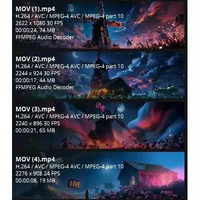 Premium Fairytale Windmill Visuals: Aesthetic Starry Night Sky, Magic Nebula & Glowing Particles. High-End Livehouse Background, Cinematic Dreamy Stage LED Asset. 🎡🌌✨☁️💎