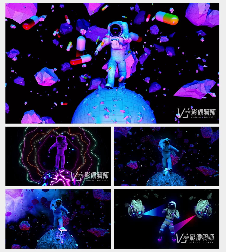 Visual Pack 🎬 | Astronaut Spacewalk 👩‍🚀 Sci-Fi 4K | LED VJ Video Background for Bar Nightclub Stage Performance