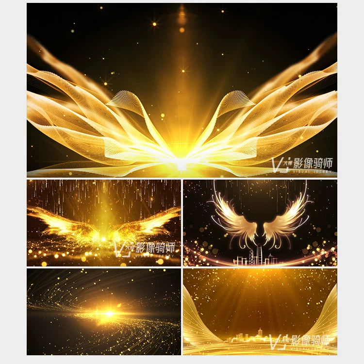 Visual Pack 🎬 | Golden Particles Mountains, Rivers & Wings | Bar Nightclub Stage LED Screen Background VJ Loop ✨