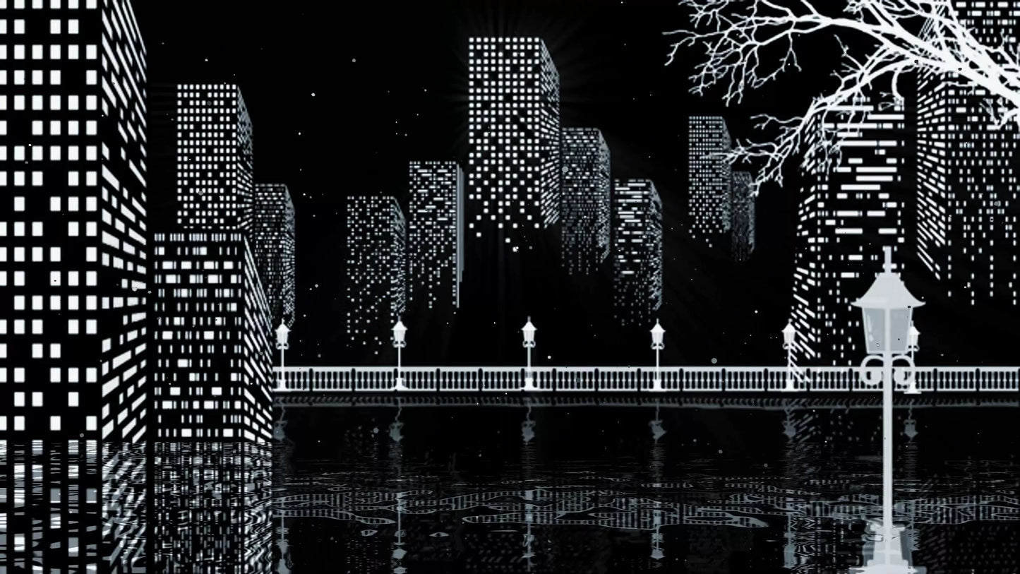 4 Sets LED Big Screen City Nightscape VJ Loops | B&W Urban Scenery Live Stage Backgrounds | Professional Concert & Club Visuals | Digital Video Material Vol. 244 🌃🎞️⚡