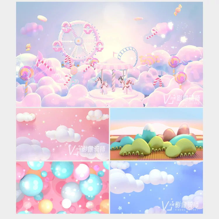 Visual Pack 🎬 | 3D Cartoon Kids Program | Kindergarten Dance Live Stage LED Screen Background 🌈🧸