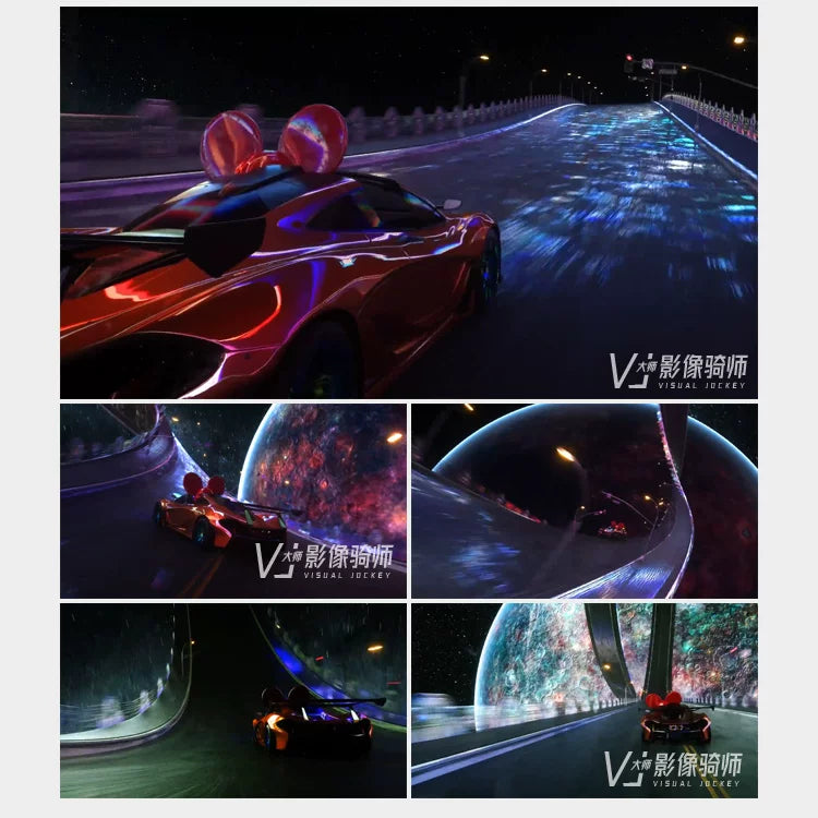 Visual Pack 🎬 | 3D Dynamic Car Space Fly-Through | Planet Track Live LED Screen Bar KTV Nightclub VJ Video 🚗