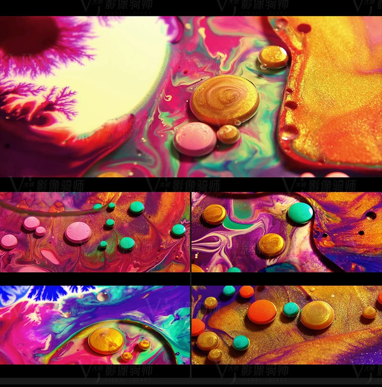 Visual Pack 🎬 | Colorful Flowing Liquid Oil Drops Visual | LED Large Screen VJ Loop Background 4K ✨💧🔥