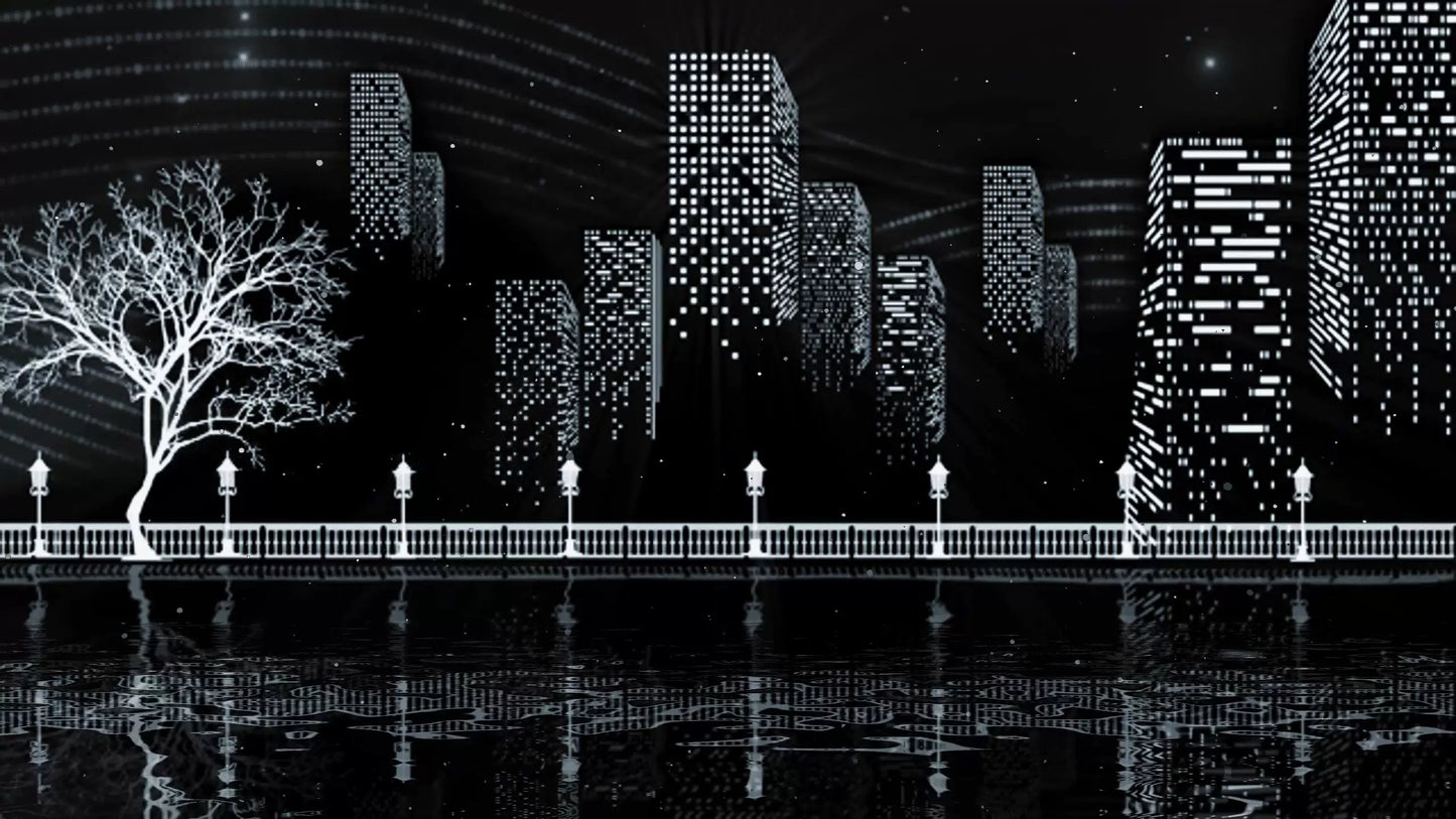 4 Sets LED Big Screen City Nightscape VJ Loops | B&W Urban Scenery Live Stage Backgrounds | Professional Concert & Club Visuals | Digital Video Material Vol. 244 🌃🎞️⚡