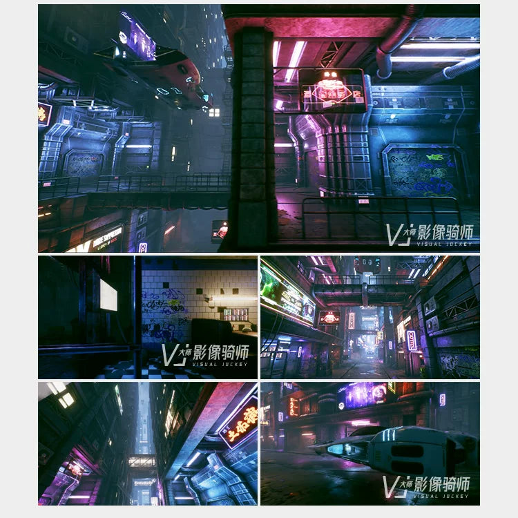 Visual Pack 🎬 | 3D Cyberpunk Futuristic Cityscape | Nightclub Bar Live LED Screen VJ Background Video 4K 🌃🎶🔥