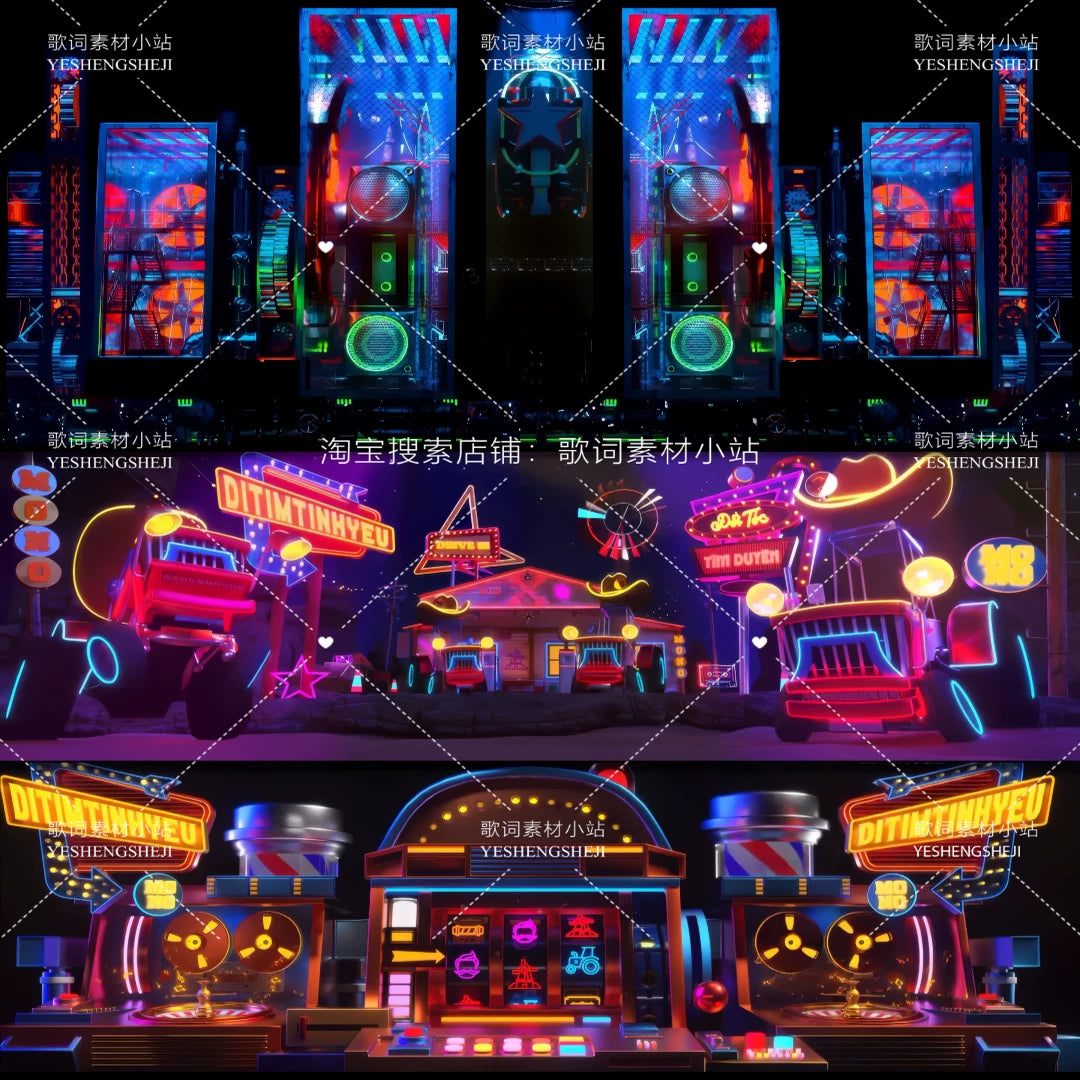 Premium Neon Mecha Loop: Stylish Cartoon Robot, Industrial Tech & Retro Fashion Background. High-Impact VJ Visuals for Livehouse, Bars & Stage LED Displays. 🤖⚡🌈🧬