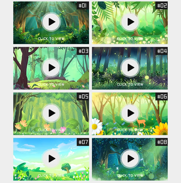 Visual Pack 🎬 | Elegant Cartoon Forest with Trees & Leaf Halos | Dance Performance LED Screen VJ Video Background 🌿✨