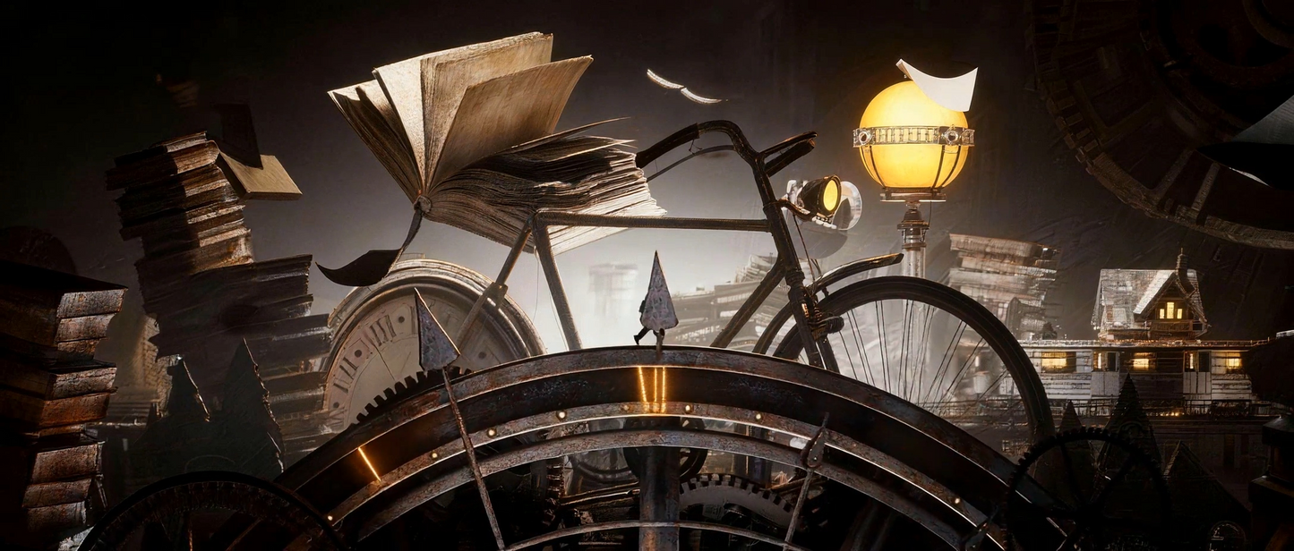 Premium Vintage Time Gear & Bicycle Visuals: Retro Clockwork Motion Graphics. Luxury Steampunk Aesthetic for Livehouse Stage Backgrounds & Professional VJ Loops. ⚙️🚲🕰️⏳📜