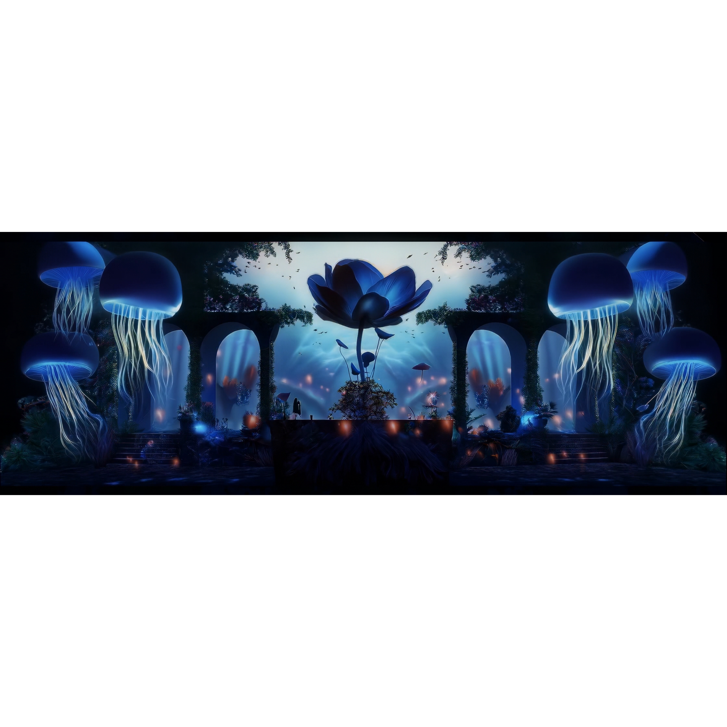 Premium Underwater Secret Realm: Glowing Jellyfish & Colorful Floral Jungle. High-Impact VJ Loop for Livehouse, Nightclubs & Psychedelic Stage LED Displays. 🪼🌺🌊✨