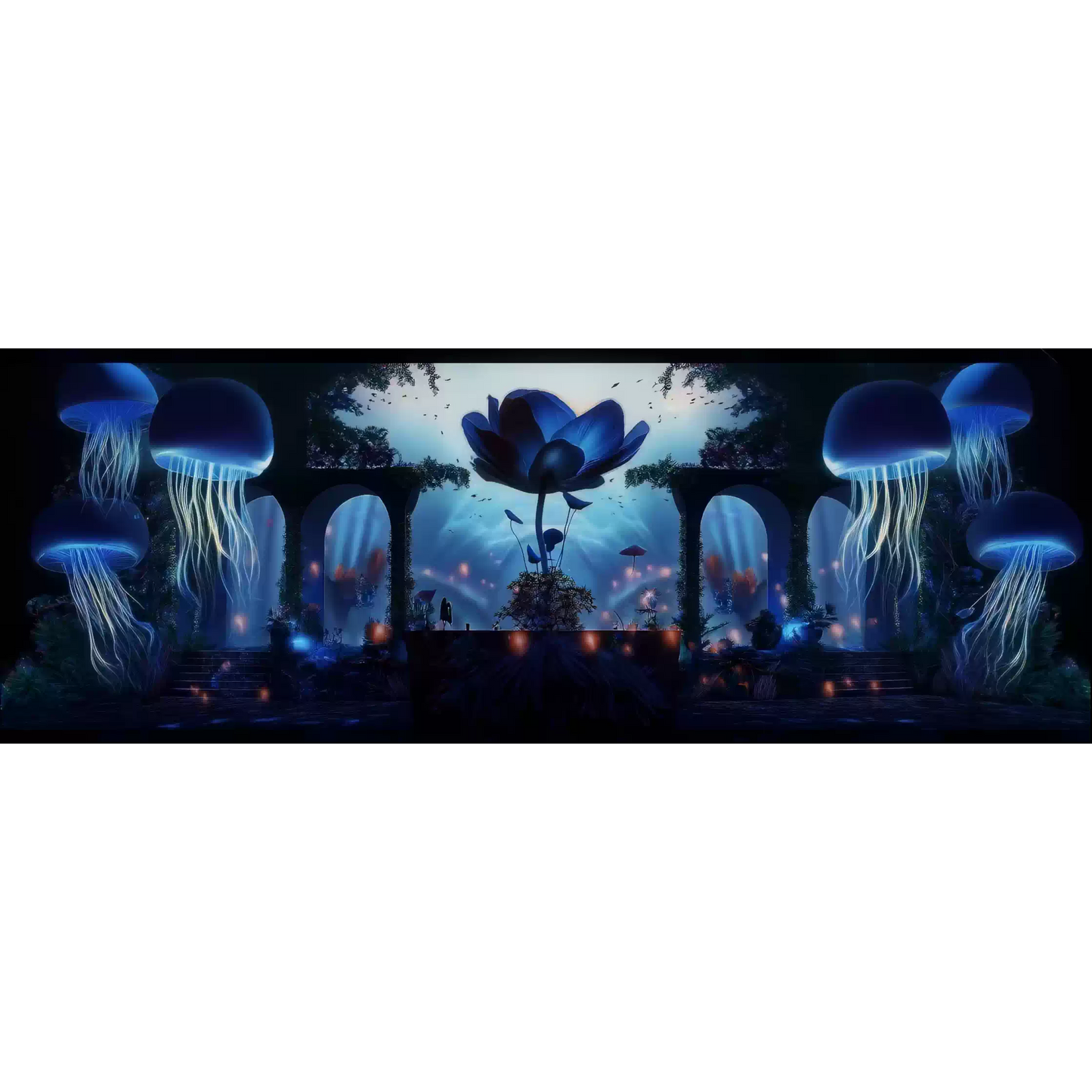 Premium Underwater Secret Realm: Glowing Jellyfish & Colorful Floral Jungle. High-Impact VJ Loop for Livehouse, Nightclubs & Psychedelic Stage LED Displays. 🪼🌺🌊✨