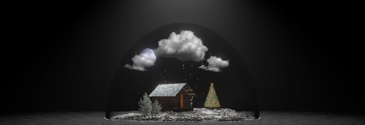 Premium Winter Night Scene: Lonely Cabin, Streetlight & Falling Snow Background. Cinematic VJ Loop for Livehouse & Moody Storytelling LED Displays. ❄️🌌🏠🔦