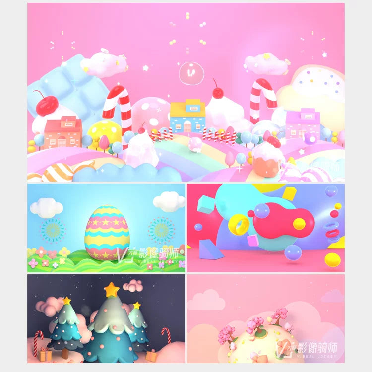Visual Pack 🎬 | 3D Cartoon Kids Program | Kindergarten Dance Live Stage LED Screen Background 🌈🧸