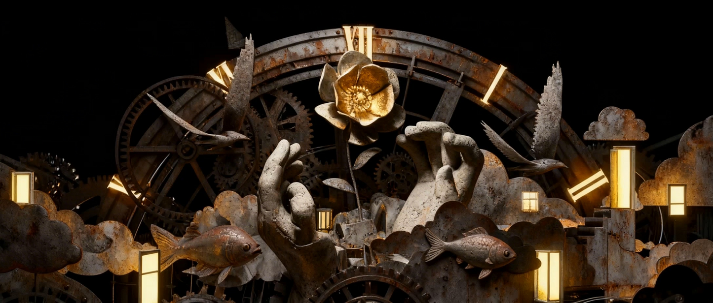 Premium Vintage Time Gear & Bicycle Visuals: Retro Clockwork Motion Graphics. Luxury Steampunk Aesthetic for Livehouse Stage Backgrounds & Professional VJ Loops. ⚙️🚲🕰️⏳📜