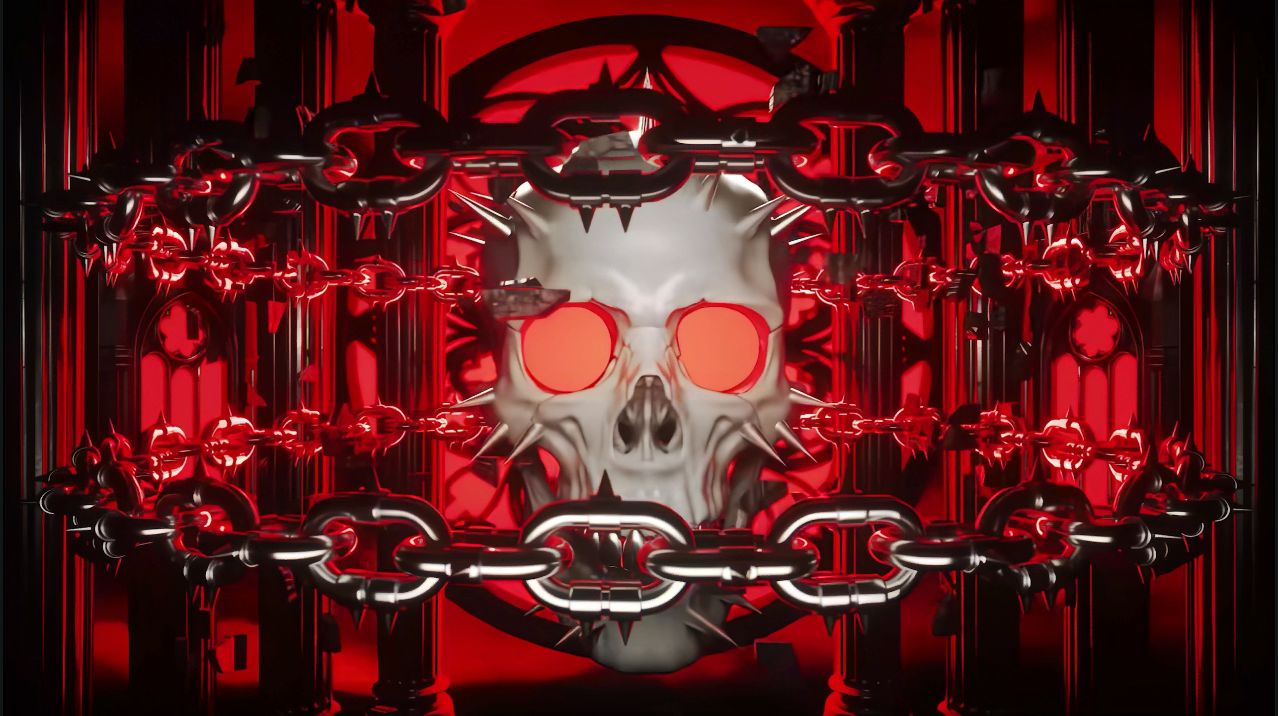 VISUAL | 💀 Dark skull-style KTV & bar DJ intro, LED screen stage background, VJ loop video material - MICHIGO STUDIO