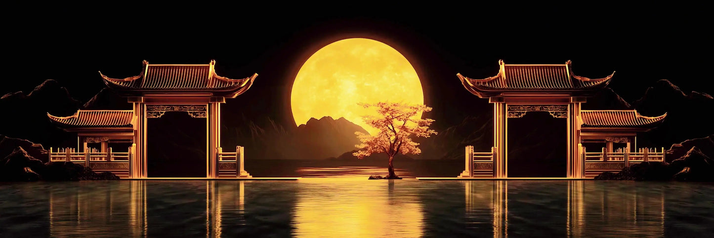 Chinese Ancient Style Moon & Landscape LED Background | Guochao Aesthetic VJ Material | Oriental Zen Mountain Live Scene Video | Premium Motion Graphics Asset 🎑🎨✨