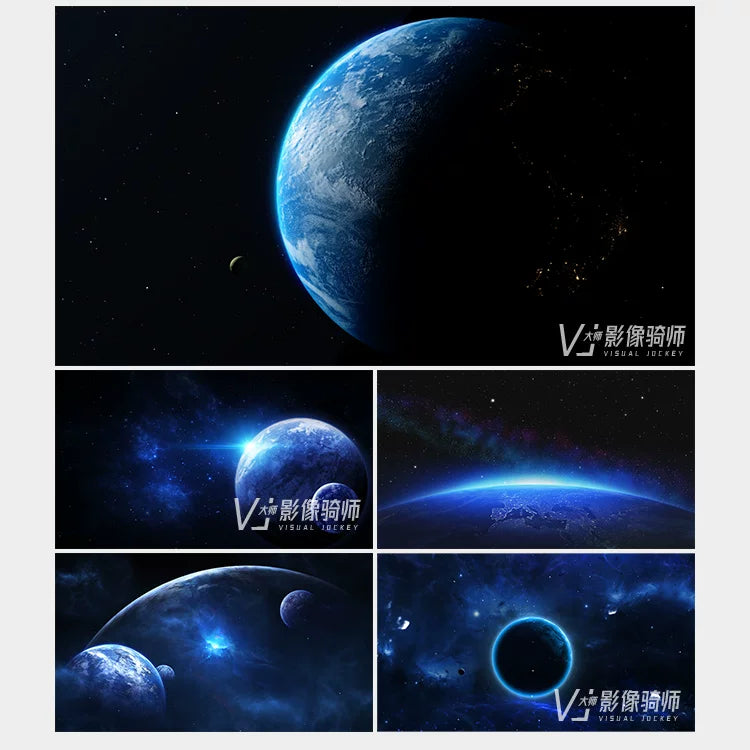 Visual Pack 🎬 | Starry Sky, Planets & Blue Space Visual | Bar LED Live Screen Background VJ Loop 4K ✨🌌🌍