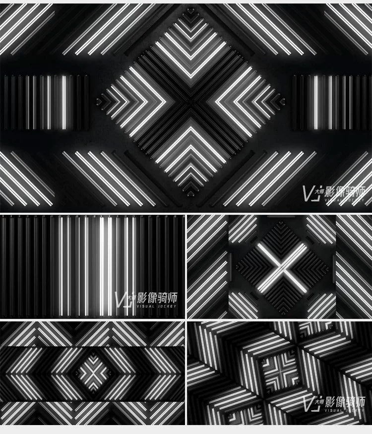 Visual Pack 🎬 | Black & White Industrial Neon Lights | Bar Private Room Live LED Screen Background VJ Loop ⚫