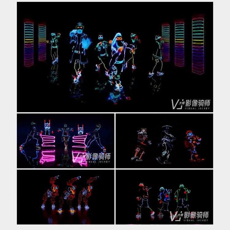 Visual Pack 🎬 | 4K VJ Video of Neon LED Hip-Hop & Robot Dance 💃⚡ for Clubs, Bars & Stage Screens 🎶