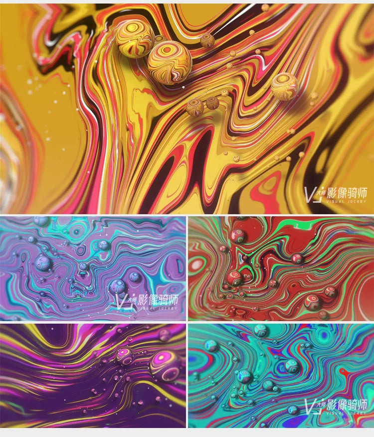 Visual Pack 🎬 | Colorful Artistic Liquid Oil Drops & Ripples Visual | Live LED Dynamic Animation VJ Loop ✨💧🌈