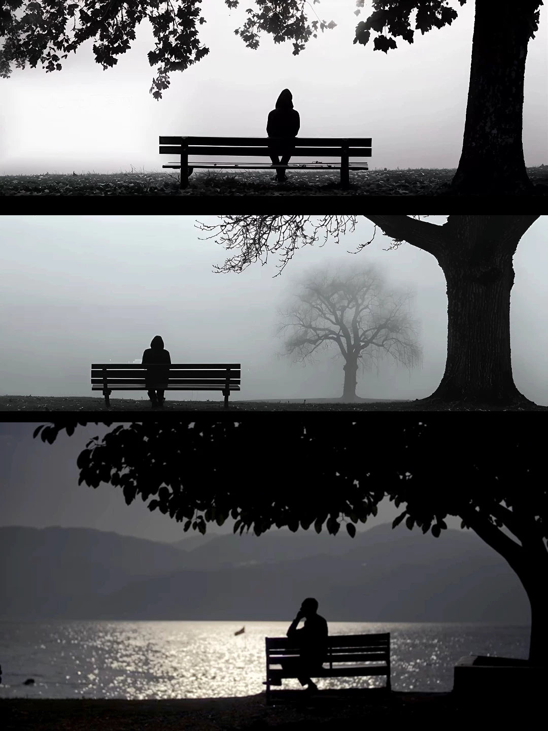 Premium Black & White Solitude Visuals: Aesthetic Healing & Sad Silhouette. High-End Livehouse Background, Emotional VJ Loop & Cinematic Loneliness Art Asset. 🖤🌑👤🌫️