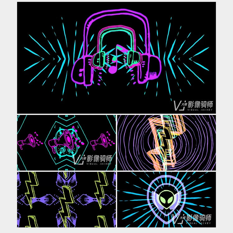 Visual Pack 🎬 | Hand-Drawn Cartoon Anime Hip Hop Rap | Stage & Bar Nightclub Live LED VJ Background 🎤🎨