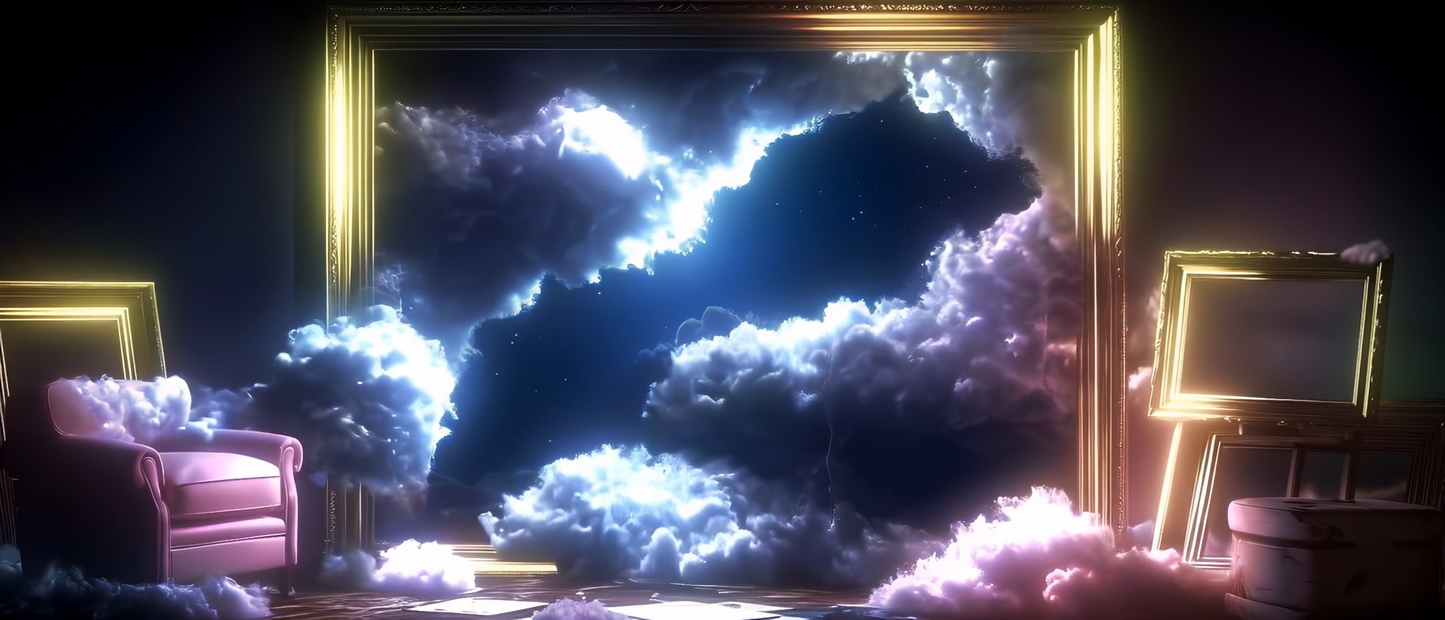 Premium Surreal Dreamscape: Aesthetic Frame, Floating Clouds & Stairway to Heaven. High-Quality VJ Loop for Livehouse & Immersive Dreamy Stage LED Displays. ✨☁️🖼️🪜