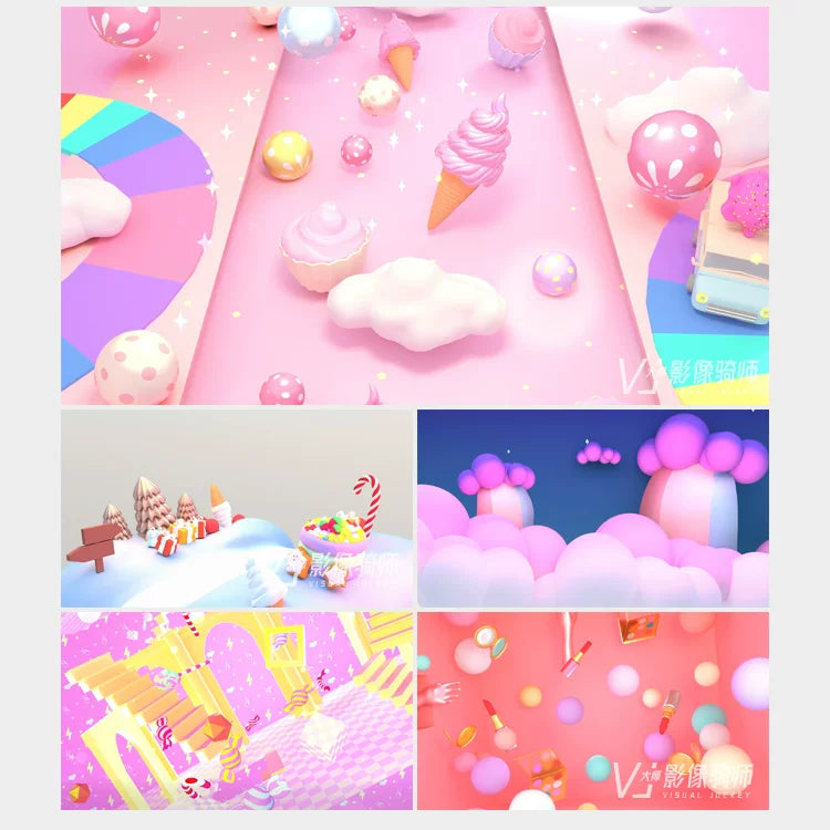 Visual Pack 🎬 | 3D Cartoon Kids Program | Kindergarten Dance Live Stage LED Screen Background 🌈🧸